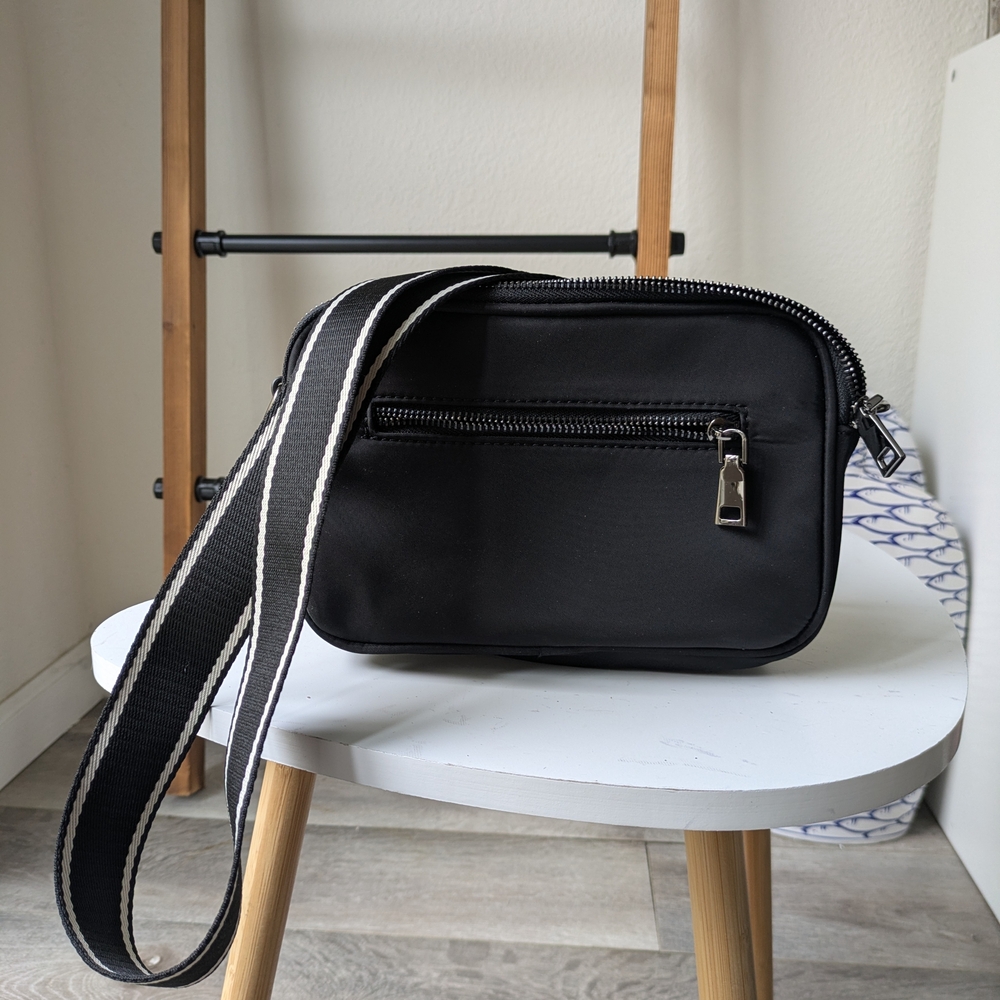 Chico's Black Belt Bag with Silver Accents